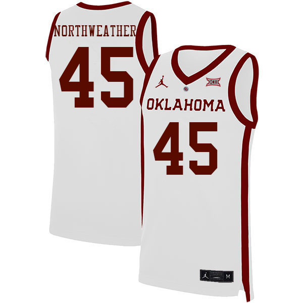 Oklahoma Sooners #45 Luke Northweather College Basketball Jerseys Stitched Sale-White